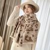 Winter new panda imitation cashmere jacquard scarf women's high-end sense versatile core-spun yarn shawl thickened warm scarf