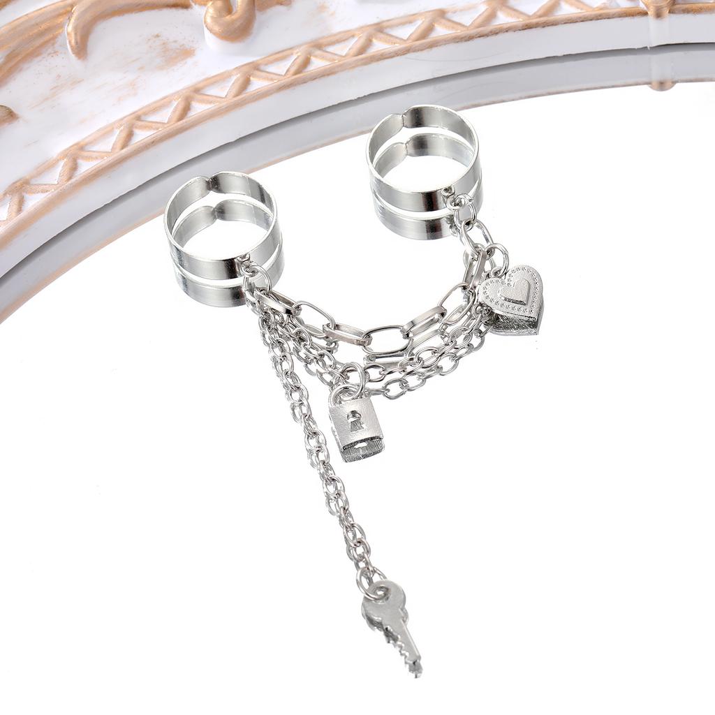 Bague universelle avec pendentif en forme de cœur, bijoux simples et élégants pour hommes et femmes, ensemble de pendentifs clés, nouvelle mode 2022