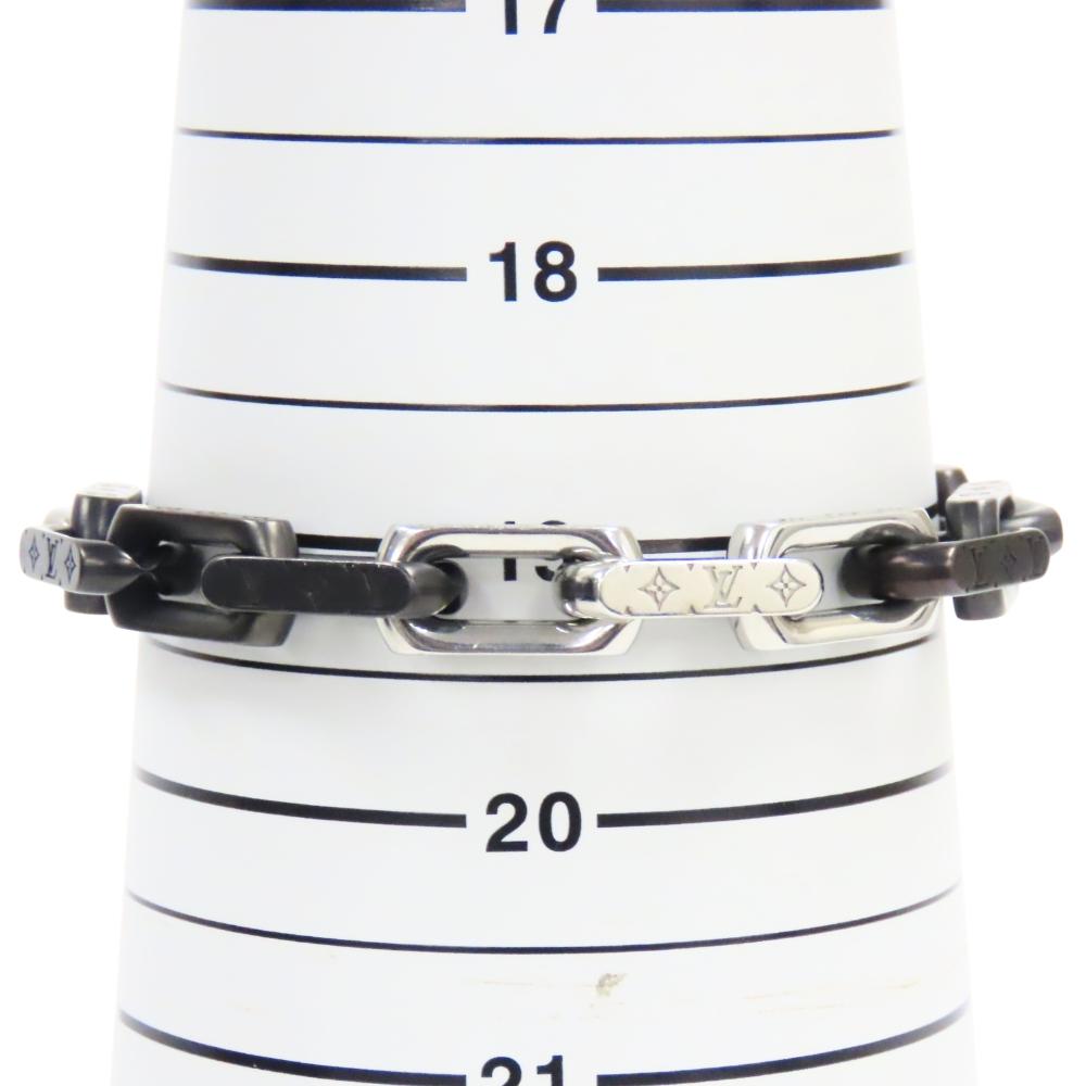Used LOUIS VUITTON bracelet Monogram Chain M00687 metal 51.3g Silver black Accessories