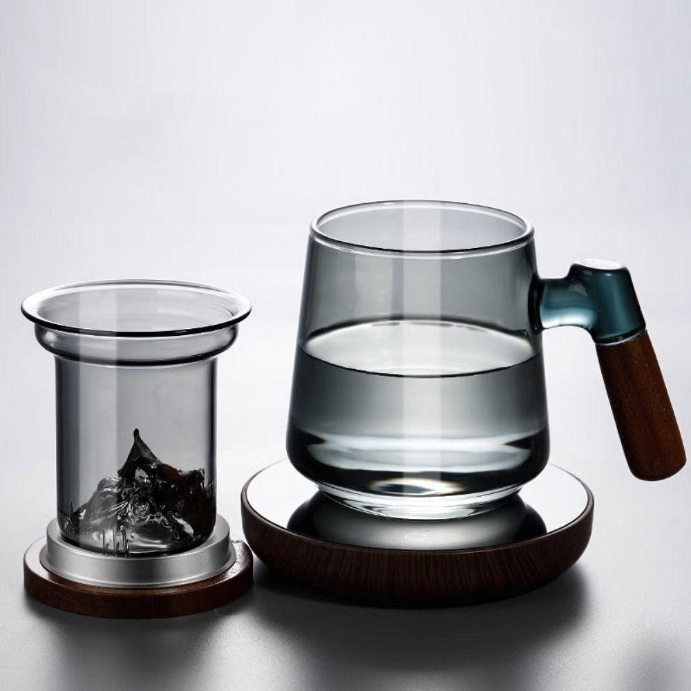 Wood Handle Tea Separation Mug with Lid Tea Maker Smooth Surface Clear Teapot  Office Use