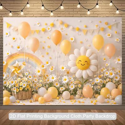 2D Yellow White Smiling Daisy Photography Background