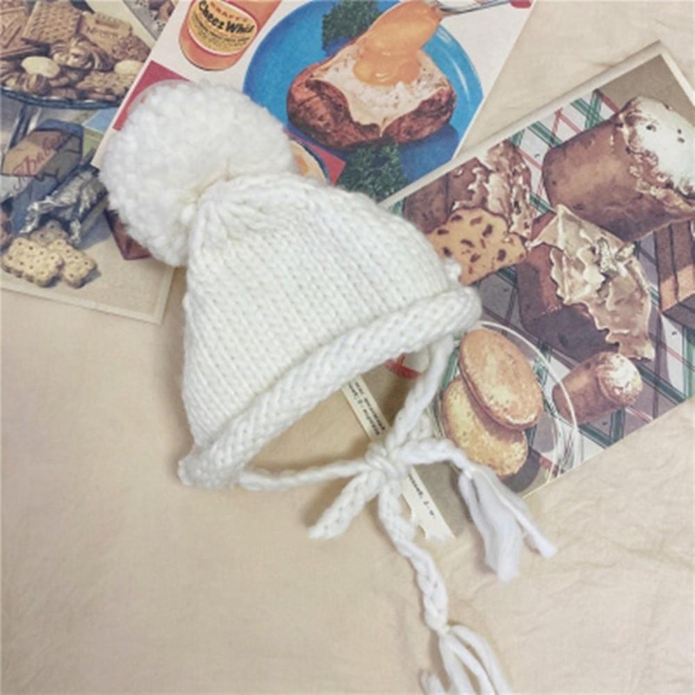 Cute Soft Flffuy Dog Fleece Hat Knitted Warm Dog Warmer Pom Hats Pet Headwear Windproof Cat Dog Cap Pet Hat Pet Supplies