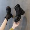 Fashion Solid Color Booties Elegant With Medium Heels Female Short Shoes Breathable Women's Ankle Boots On Promotion Pu Footwear Goth 39