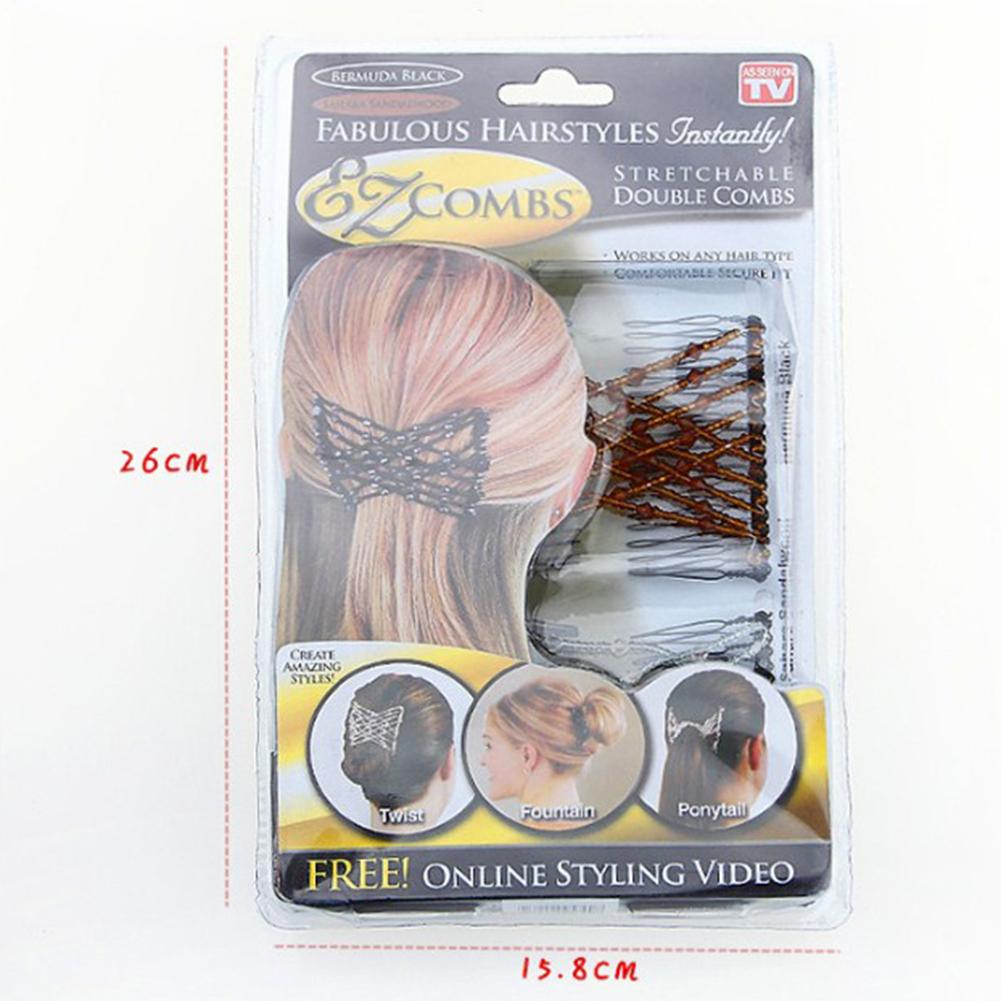 2 Pcs/Set Women Simple Elegant Hair Clips Hair Comb Stylish Hair Device Accessory Random Color