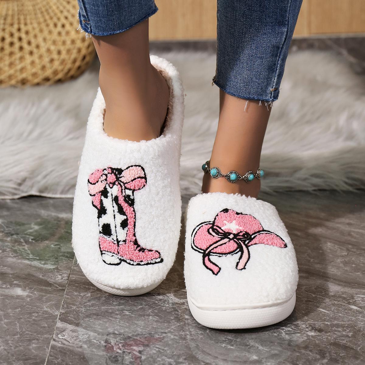 

2024 широкий специальный для новых домашних тапочек, теплый осенью и зимой, набивные нескользящие и бесшумные тапочки с закрытым носком 36-37