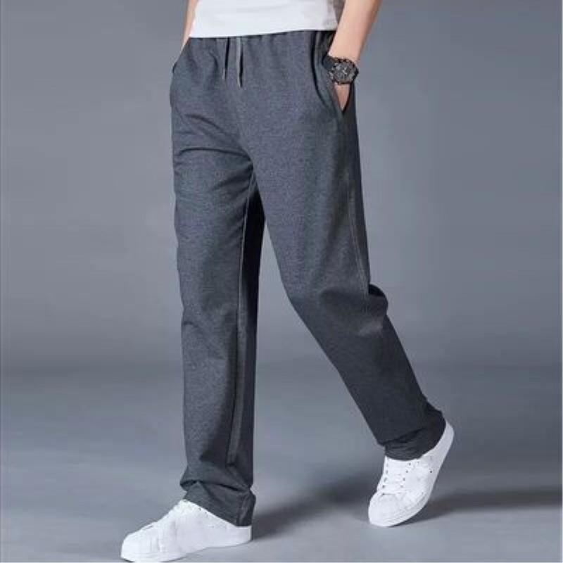 Men's Spring and Autumn Solid Color Straight Sweatpants Plus Size Medium Waist Casual Commuter Pants