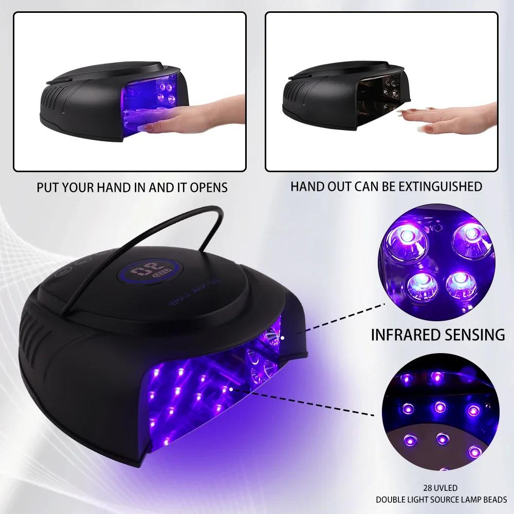 64W Rechargeable Nail Dryer Professional LED/UV Light Nail Machine Nail Lamp With Timing Function Nail Art Equipment Tool