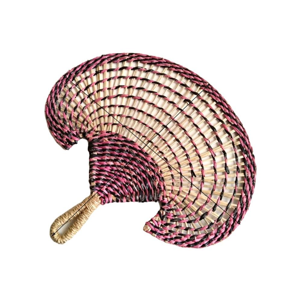 Bohemian Hand-woven Straw Fan Colorful Hand Braided Fan Decorative Handmade Fan  Beach