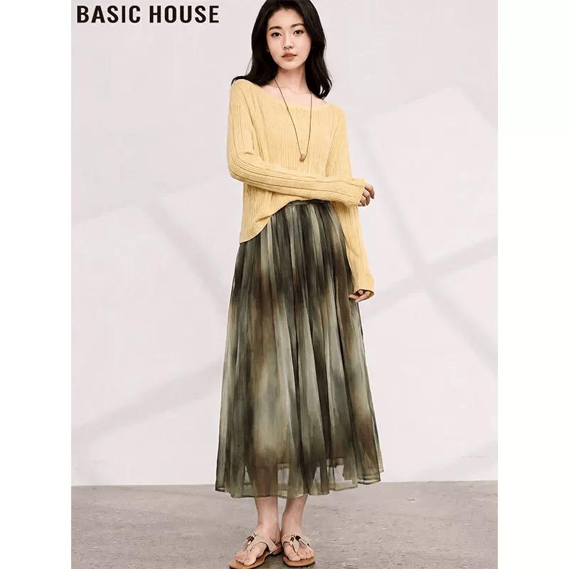 Basic House Women s French Mesh A-Line Skirt S