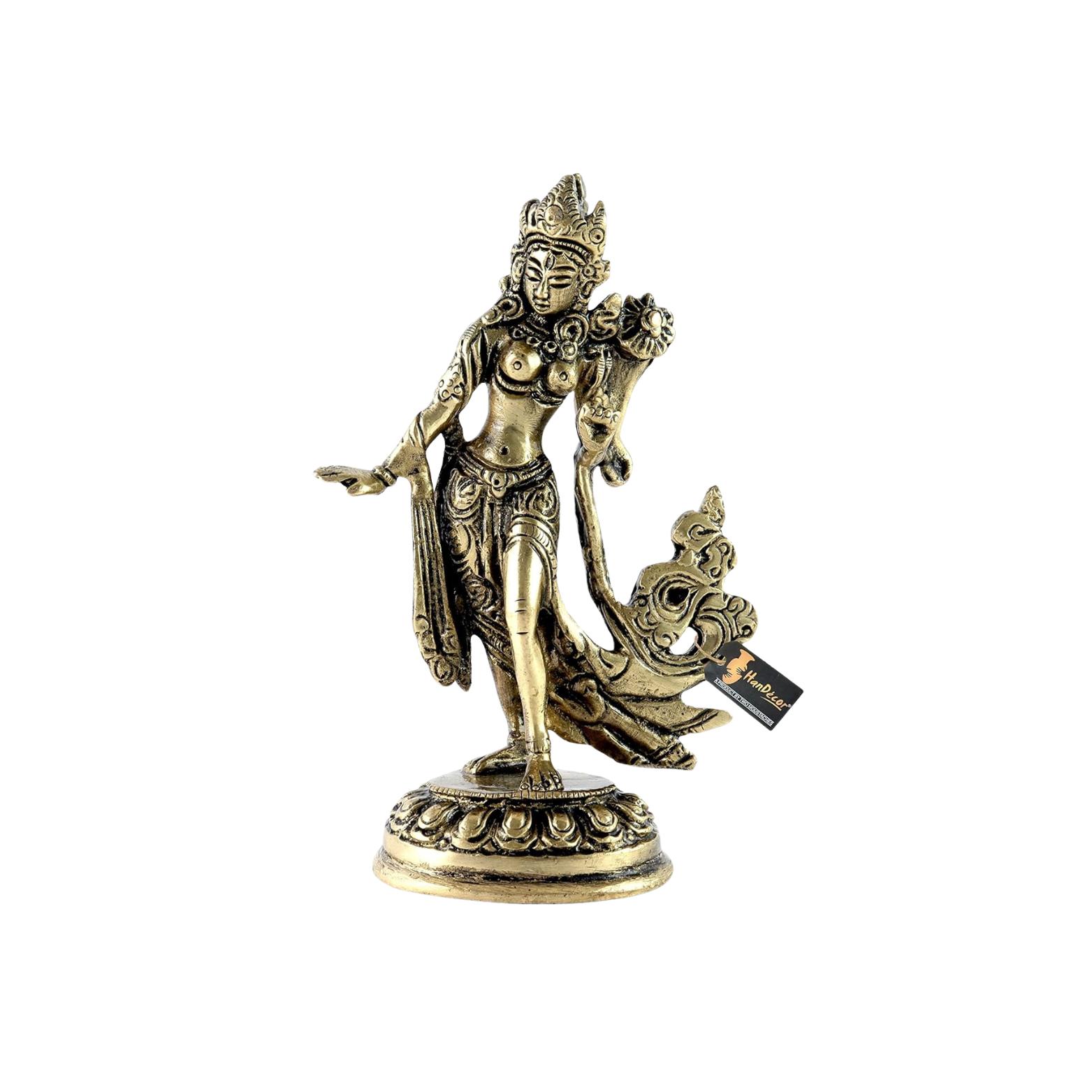Standing Tara Dev Brass Statue, Tara Devi Idol, Brass, Standard Size - 5 Inches