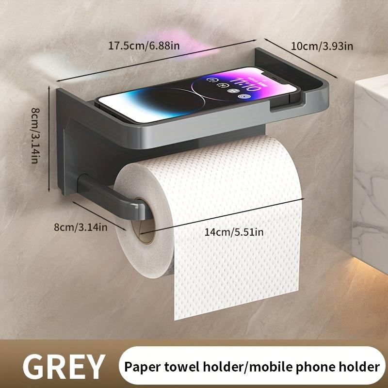 

1pc Punch-free Toilet Tissue Holder Toilet Paper Tray Rack Wall-mounted Household Bathroom Mobile Phone Roll Paper Rack Paper Tube сірий