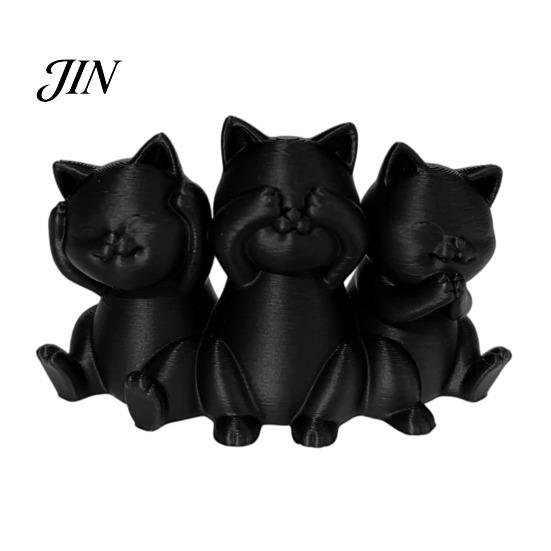 Cat Shaped Desktop Decor Three Wise Cats Figurines, 3D Printed Minimalist Statue for Desk Artistic Statues Decor, Ancient Wisdom Ornament Home Office,