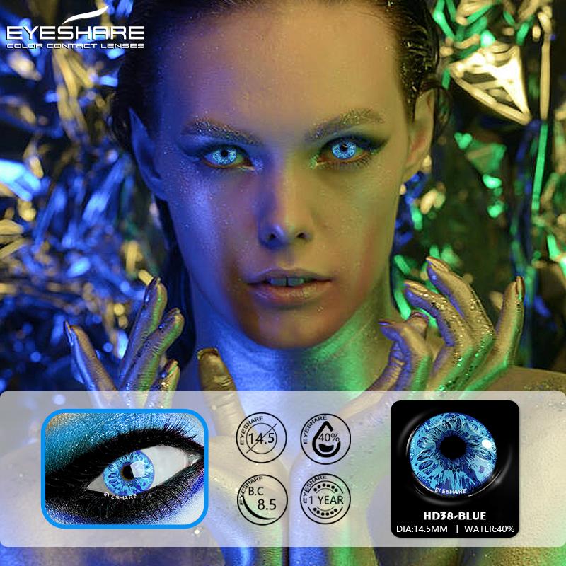 1pair Halloween Color Contact Lenses Cosplay Contact Lenses Anime Red Eye Lenses Blue Makeup Contact Lens Yellow Lenses