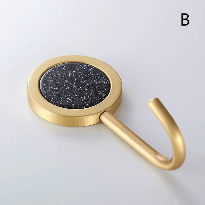 1PCS Brass Free Perforated Gold Hook Nordic Metal Drawing Strong Load-bearing Glue Hook Wall Creative Coat Hook