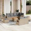 Vidaxl 9-Cz. Set di Mobili da Giardino con Cuscini, Beige, Polyrattan