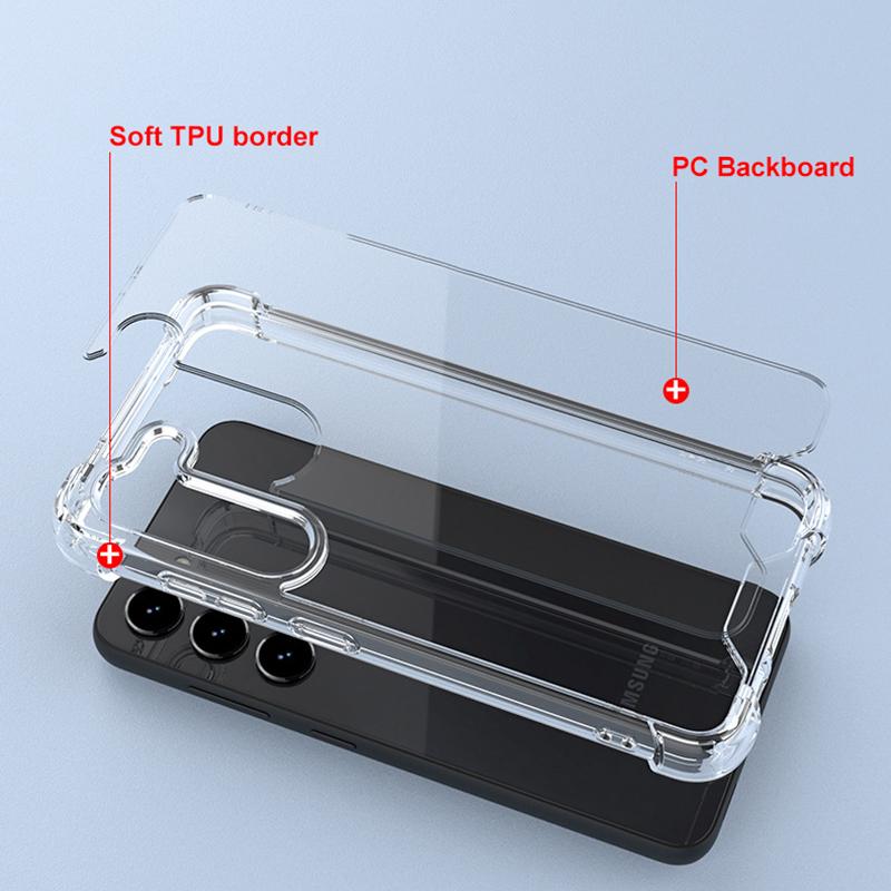 PC+TPU Hybrid Shockproof Case For Samsung Galaxy S25 Edge S24 S23 S21 FE S22 Ultra Plus S25+ Clear Hard Back Cover Soft Shell
