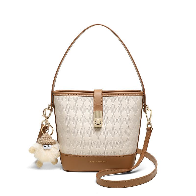 Handheld Fashion Casual Bucket Bag for Women 2025 Autumn Winter New Versatile Woven Shoulder Bag High-end Crossbody Bag