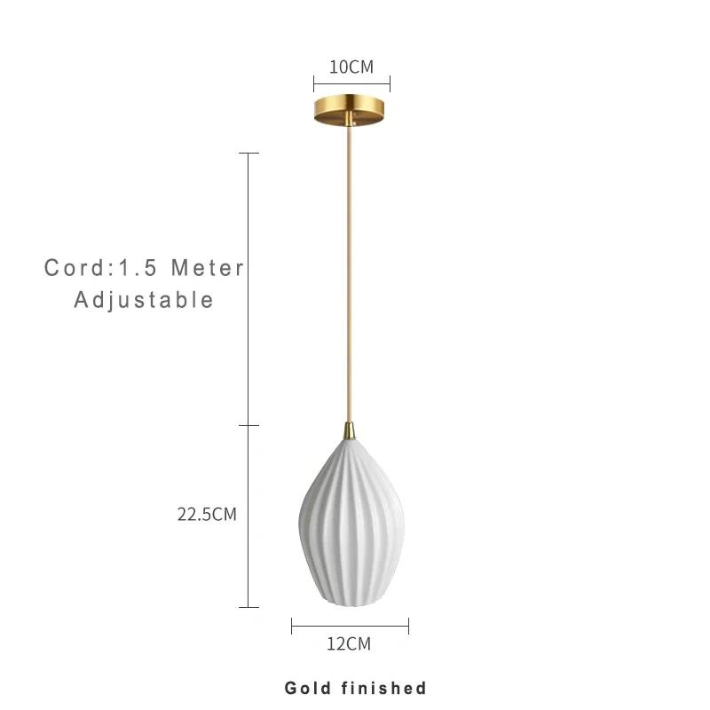 

Lamp Modern Elegance Ribbed Ceramics Pendant Lights Creative Nordic Hanging Lamp Pendant Lighting Chandeliers White Shade For cool white 6000K