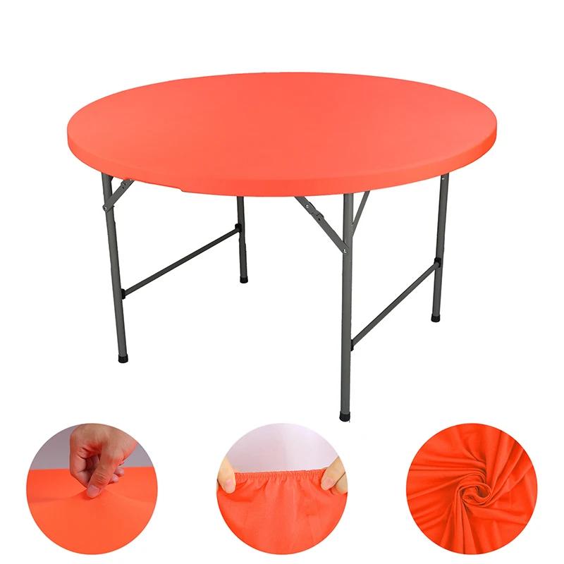 Round Picnic Table Cloth Wedding Solid Color Elastic Fitted Table Covers for Outdoor Camping Wedding Banquet Party Dining Tables