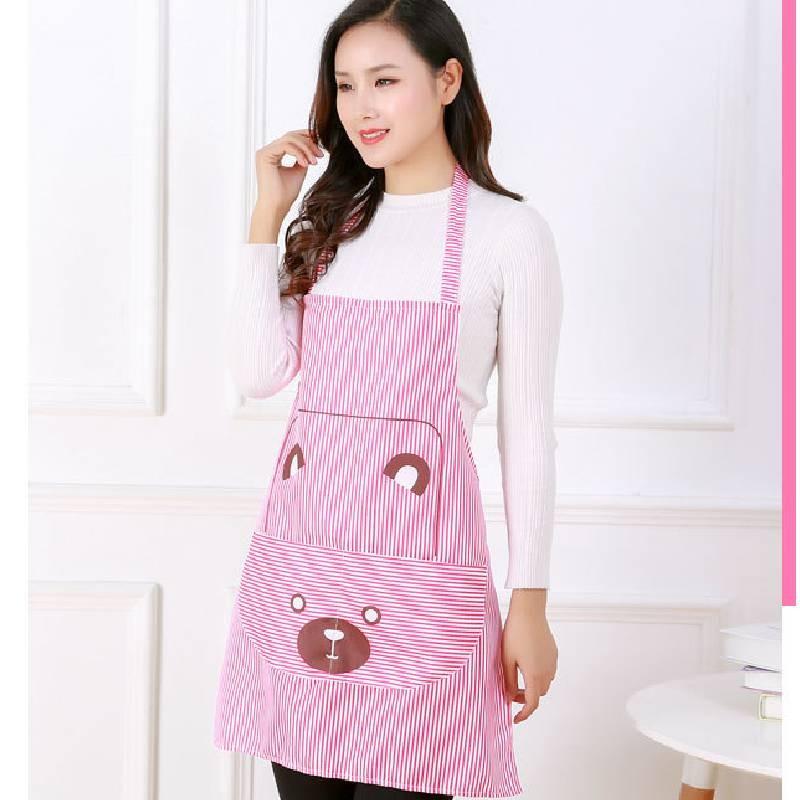 Sleeveless Apron With Bear Print For Home Cooking And Antistain Protection