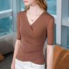 Women's Mesh V-Neck Mid-Sleeve Slim Fit Tee for Spring/Autumn 2026