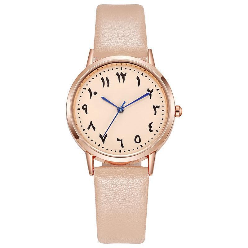 Fashion Ladies Brand Watches Simple Round Arabic Numbers Hand Women Quartz Watches Casual Leather Strap Clock Gift Wristwatches
