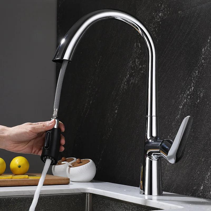 Robinet de Cuisine Noir Robinet Extractible Gris Canon Ménager Gris Évier Lavabo Mélangeur Eau Froide et Chaude Blanc