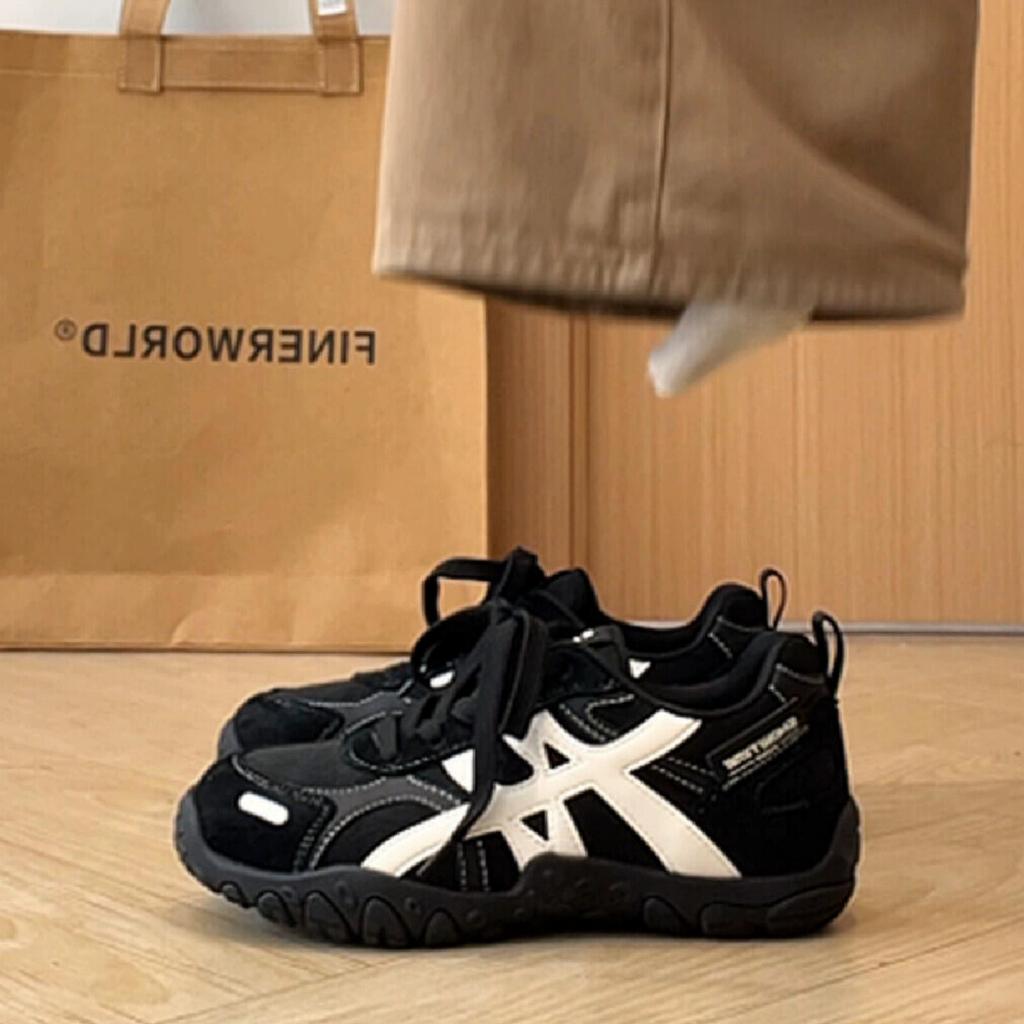 Cowhide Version Thick-soled Color Matching Women's Autumn New Breathable Sports and Leisure Board Shoes