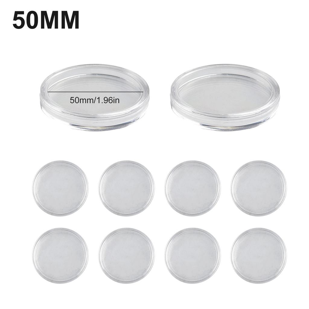 Coin Collection Display Holder Case Clear Round Storage Box Organizer (10PCS)