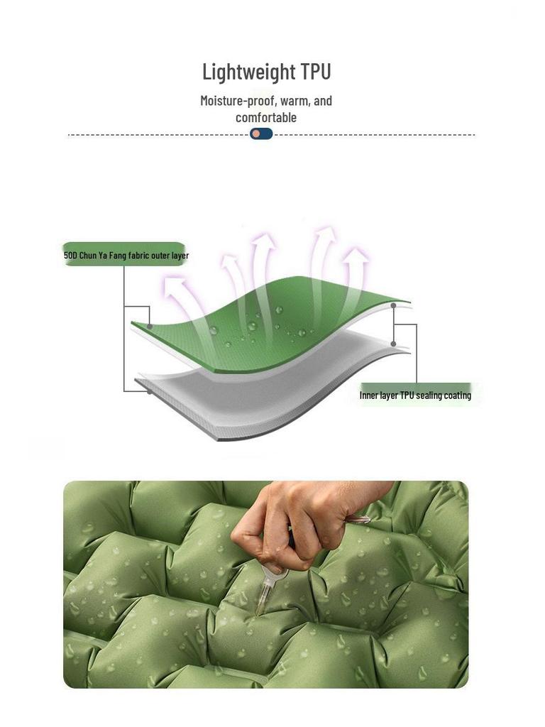Lightweight TPU Inflatable Camping Mat - Portable, Moisture-Proof Air Cushion for Outdoor Tents