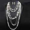 Elegant Multilayer Pearls Necklace and Earrings Set for Women Featuring Handmade Beading and Fashionable Designs