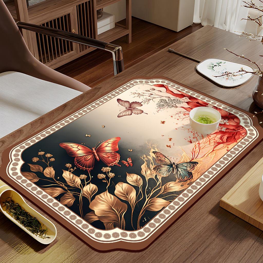 Rectangular Tea Mat Absorption and Quick Drying Tea Tray for Home Living Room Carpet Quick Drying Mat