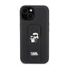 Karl Lagerfeld Gripstand Saffiano Karl & Choupette Pins - Etui Iphone 15 (Czarny)
