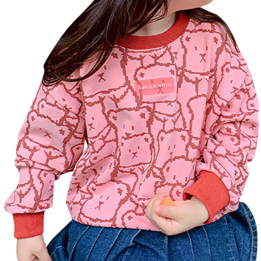 Children's Spring And Autumn Base Coat Autumn And Winter Round Neck Long Sleeve Printed Sweatshirt