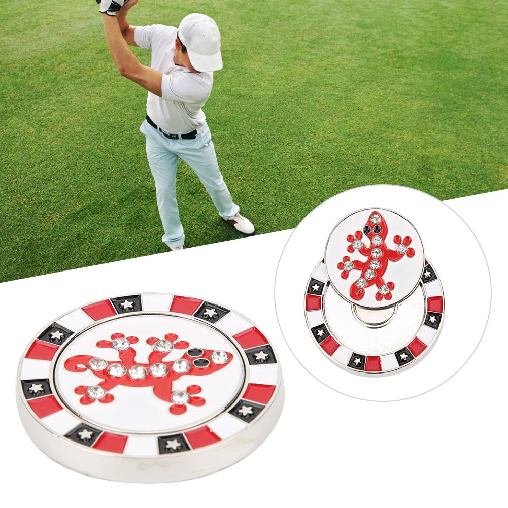 Zinc Alloy Double Layer Golf Ball Marker Magnetic Hat Clip Cap Clamp Gift SuppliesRed Lizard