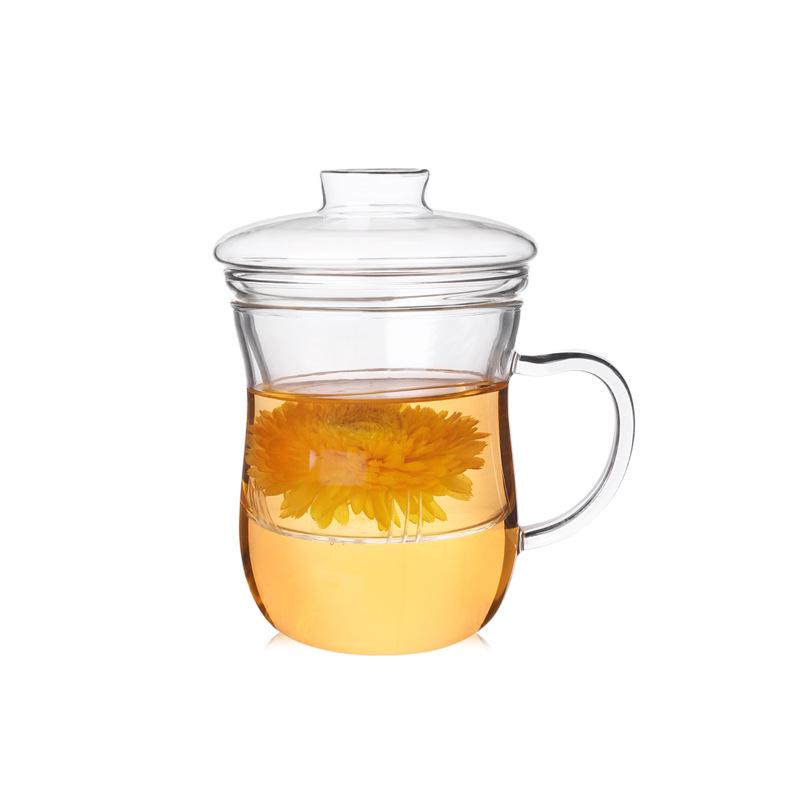 Transparent Borosilicate Glass Tea Infuser Cup with Filter - Stylish Office Tea Separator for Men and Women
