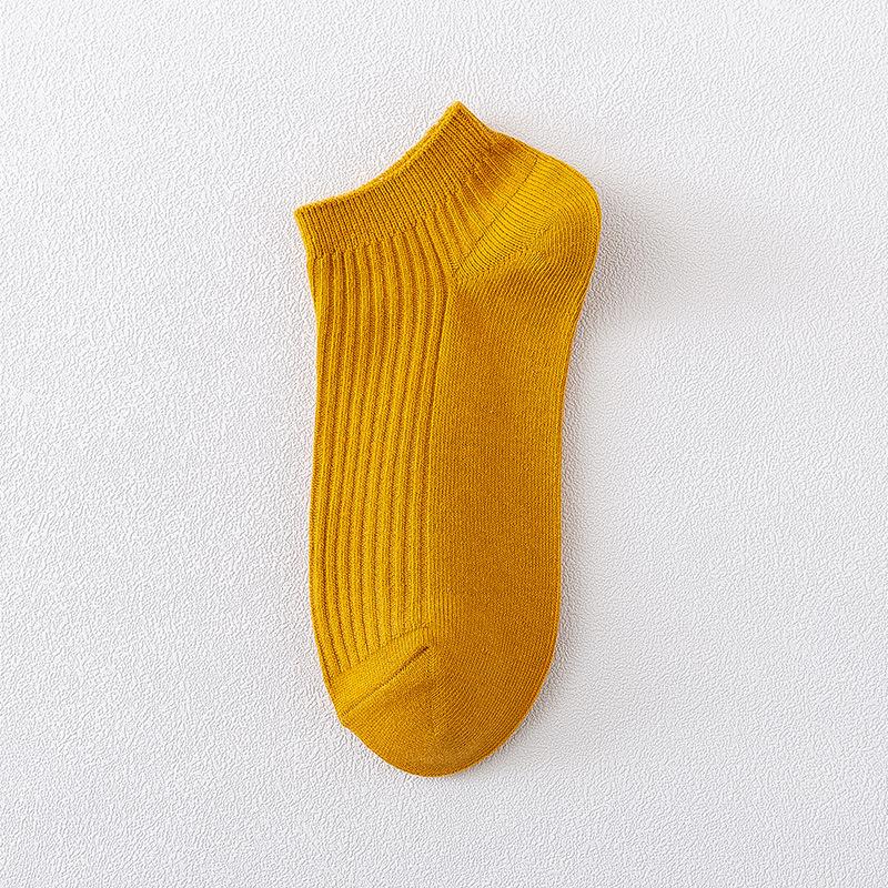 

Женские весенне-летние тонкие носки-следки из чистого хлопка, однотонные, впитывающие пот 1 pair жёлтый