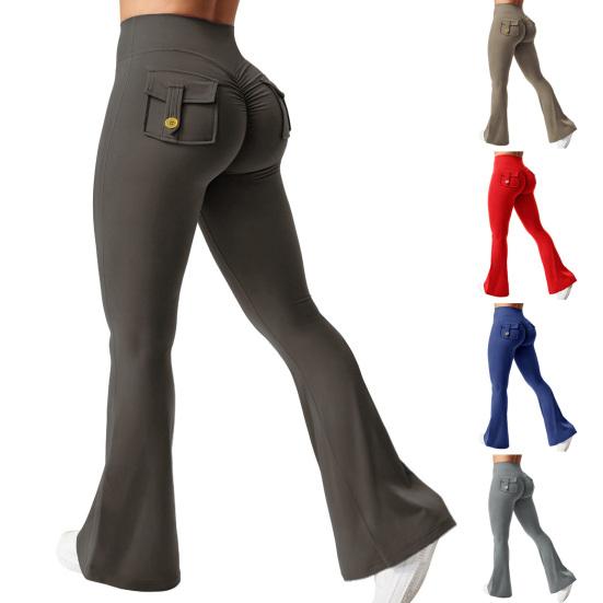 Dámské zvonové kalhoty Slim Fit Elastický pas Strečové jógové kalhoty Jednobarevné Úzké rozšířené kalhoty do tělocvičny, tanečního studia, pouliční nošení