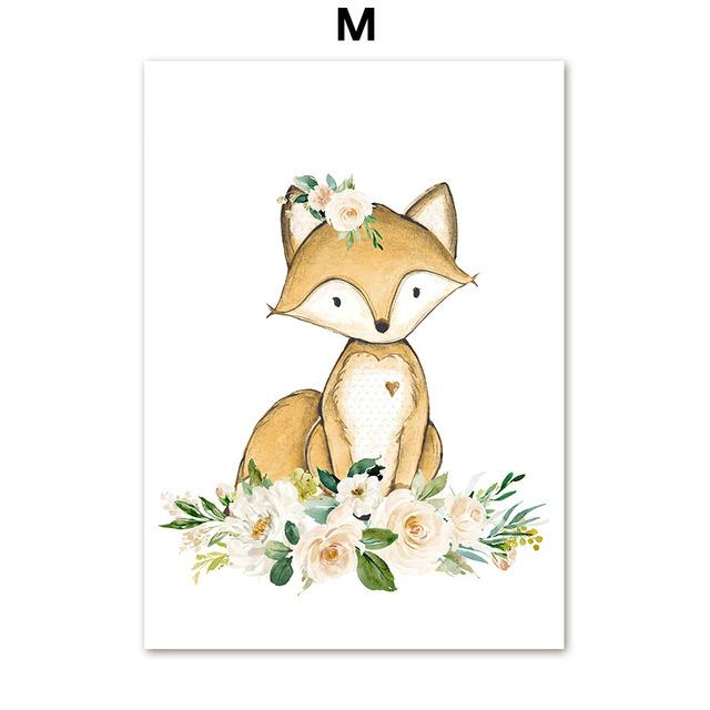 Rainbow Deer Fox Bear Posters Prints Pictures Canvas Boho Art Nursery Wall Decoration Home Paintings Baby Kids For Living Room No Frame