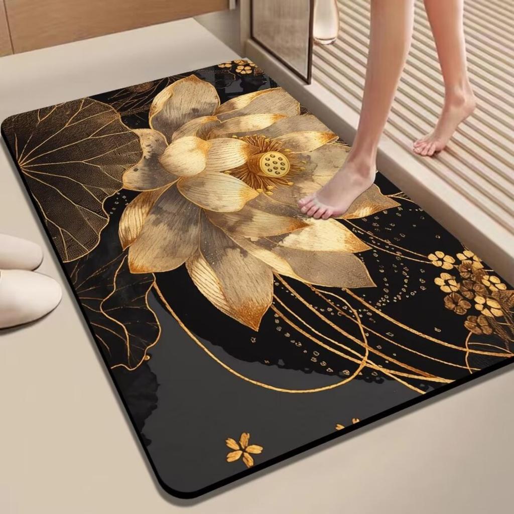 Diatom Printing Bathroom Thickening Mat Bath Non-slip Carpets In Wash Basin Bathtub Side Floor Rug Shower Room Doormat Memory Foam 3D Pad