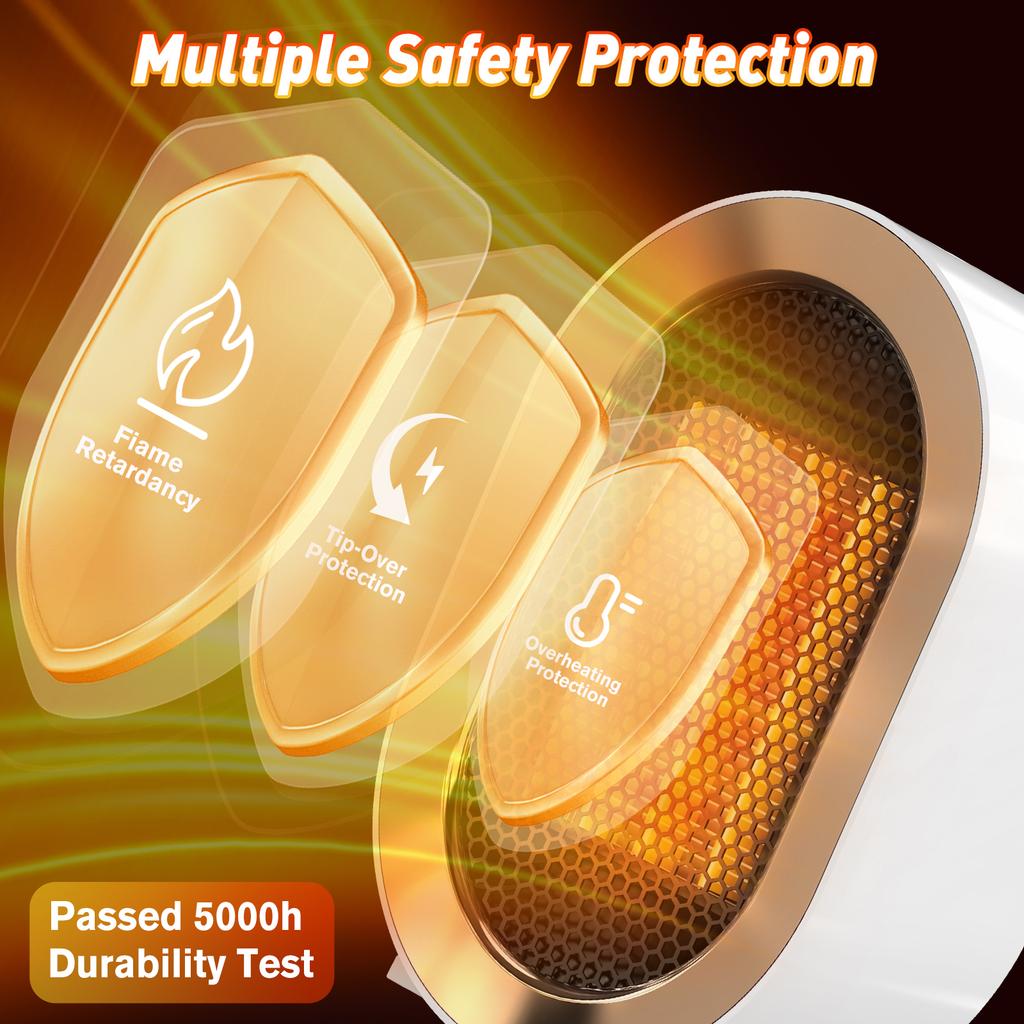 Portable Electric Heater Fast Heating Overheat Tip-Over Protection Desktop Hand Warmer Warm Air Blower Mini Fan Heater