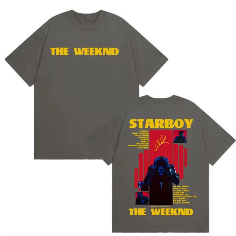Rapper THE WEEKND STARBOY Album 2025 Merch T Shirts Unisexs Street Gothic Hip Hop Retro Cotton Short Sleeve Tshirt Y2k Streetwear