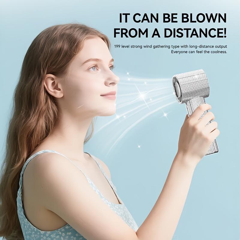 Durable ABS Portable Handheld Turbo Fan with 2 USB Ports, Lithium Battery,20 Counterspeed Settings,Portable Fan,Gamer Accessory,