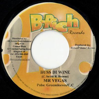 7inch Record MR. VEGAS / FRISCO KID - Buss Di Wine / Dem No Worry We NONE B-Rich Records 2002 Jamaica Reggae, Ska & Dub Used