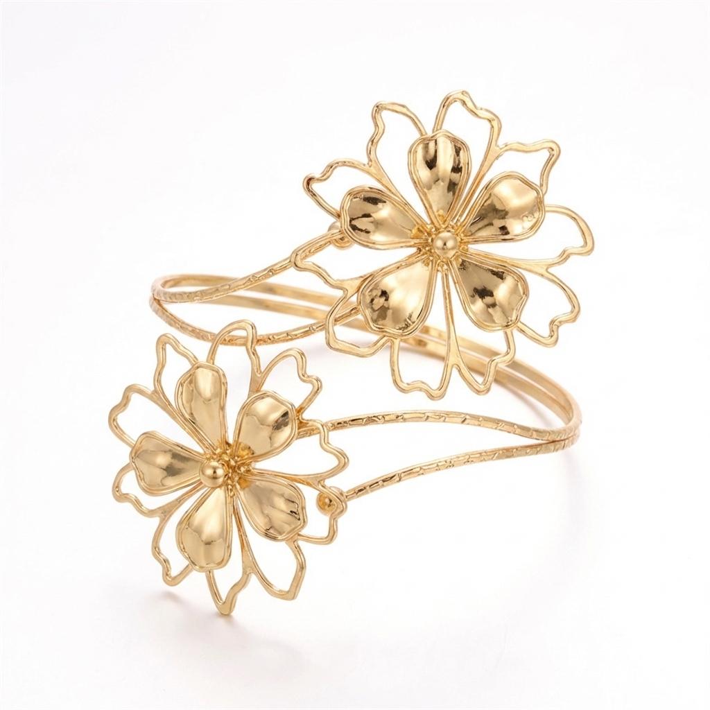 Flower Arm Cuff Bracelet Irregular Pattern Hollow Arm Cuff Personality Exaggerated Fashion Trend Accessory Daily Accessory