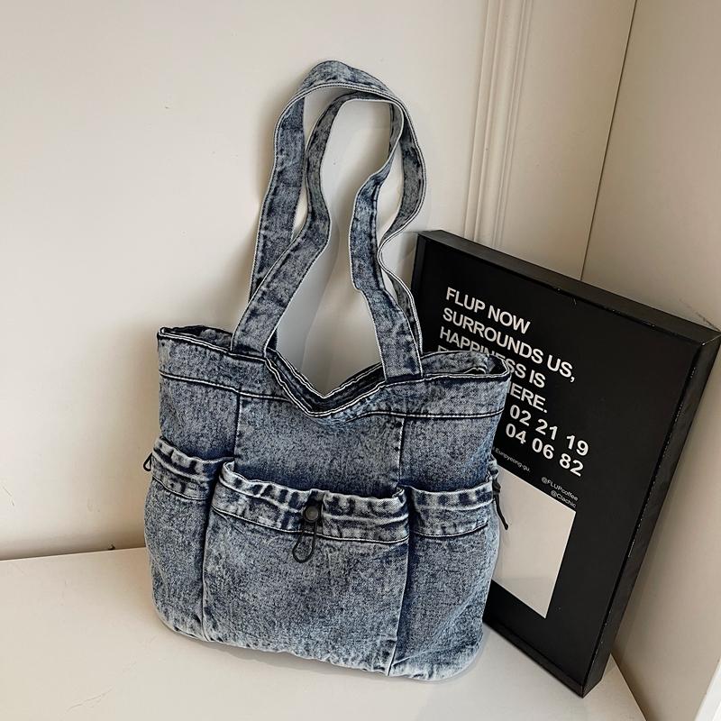 Denim Tasche Damen Pendler Große Kapazität Achseltasche Tragetasche Schultertasche