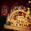 Wood Bridge Village LED Wooden Ornaments Collectible Christmas Decorations Battery Operated Gifts For Holidays Festivals