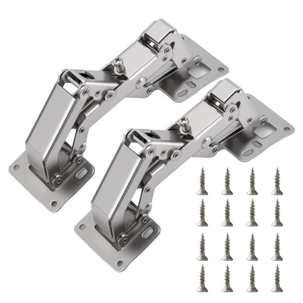 2PCS Adjustable Concealed Hinges For Cabinet Doors, 175° Opening Angle With Screws Stainless Steel Mounting Hardware