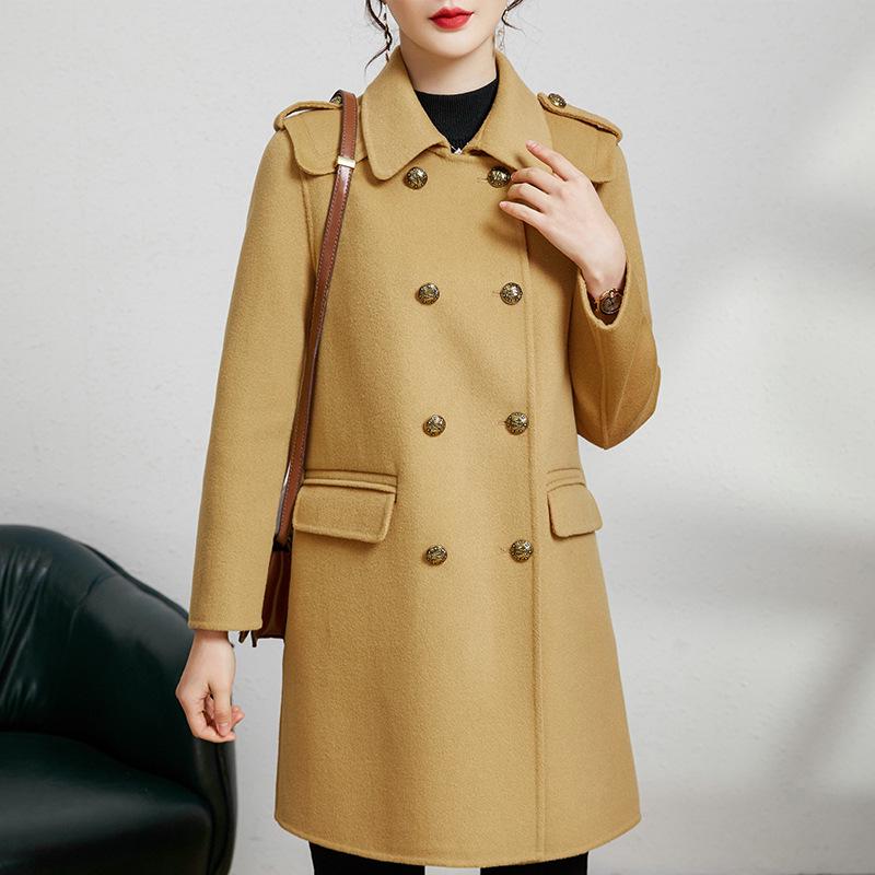 

Женское пальто из двусторонней шерсти, маленького размера, в британском стиле, длинное, на весну 2025 года L for 124-135 lbs