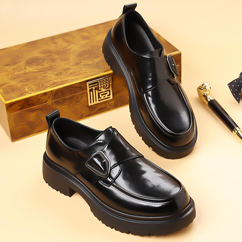 Fashion Thick Bottom Men Loafers All-match Wedding Men Shoes Casual Fashion Walking Shoes Men's New Arrival Leather Male Business Shoes